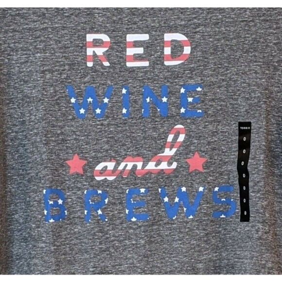 Torrid Womens Size 00 Gray Red Wine And Brews Slim Fit Crewneck Short Sleeve Tee - Picture 3 of 9